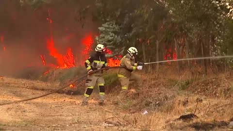 Firefighters battle intensifying blaze in Chile