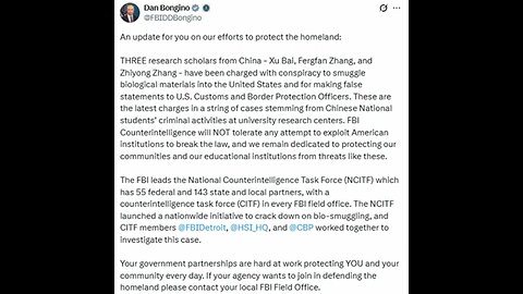 Three Chinese Grad Student Busted Smuggling Bio Agents Into The U.S.!