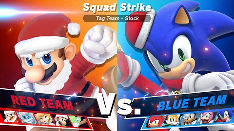Team Christmas Mario vs Team Christmas Sonic Squad Strike: SSBU Mods Quickie