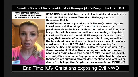 Nurse Kate Shemirani Warned us of the mRNA Bioweapon jabs for Depopulation Back in 2021