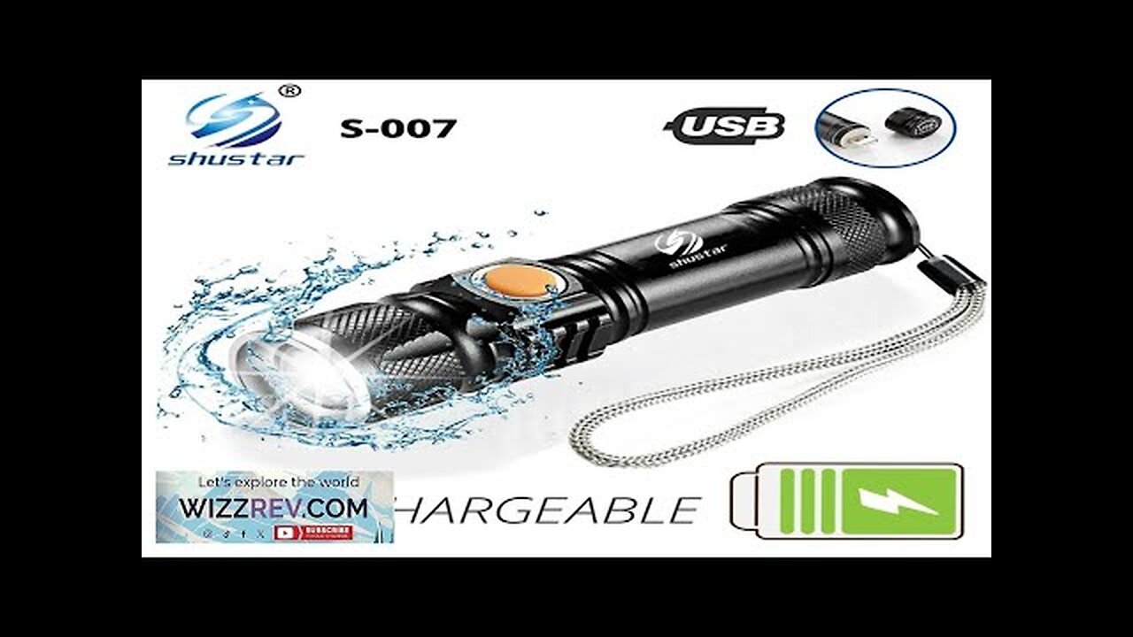 Powerful LED Flashlight With Tail USB Charging Head Zoomable waterproof Torch Portable Review