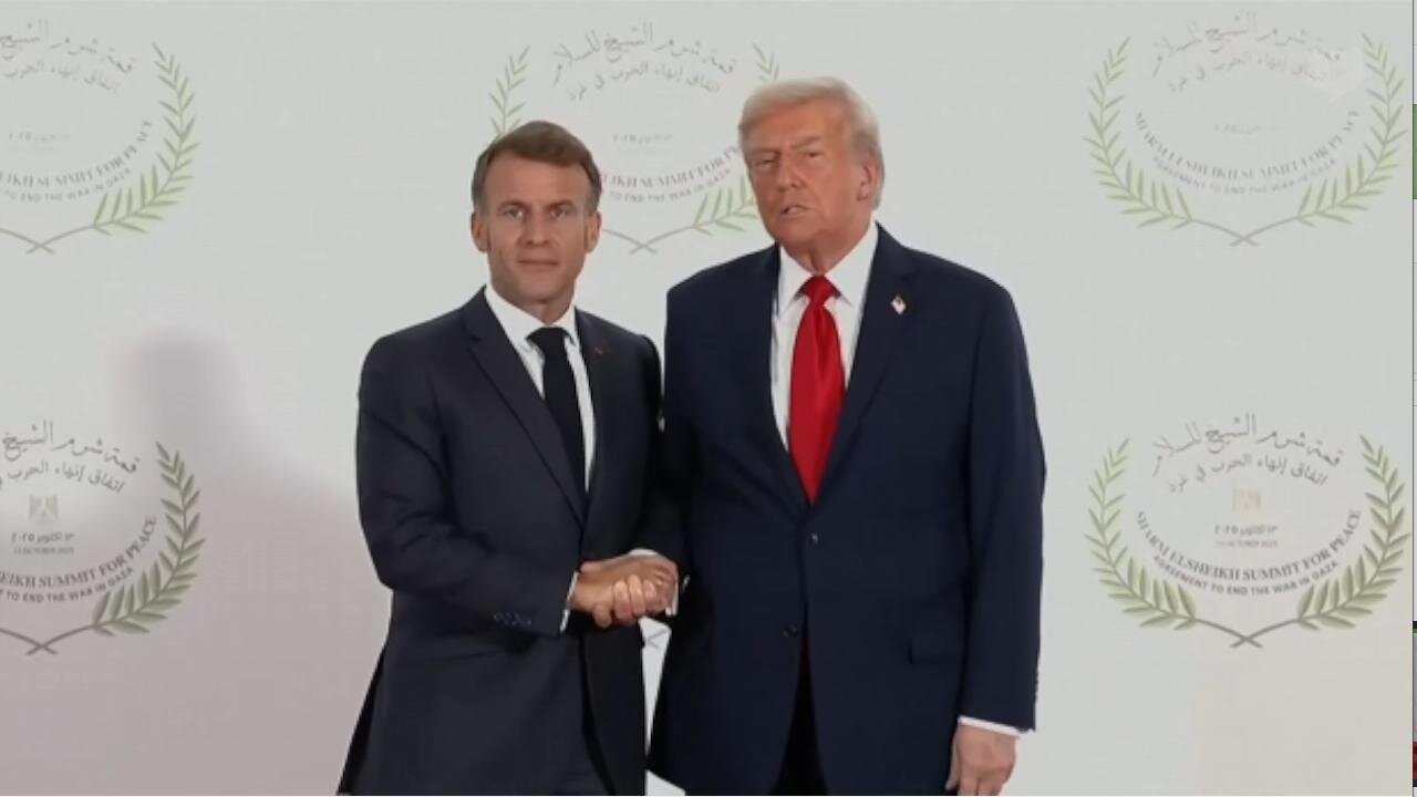 NOW - President Trump & Macron arm-wrestle at Gaza Peace Summit