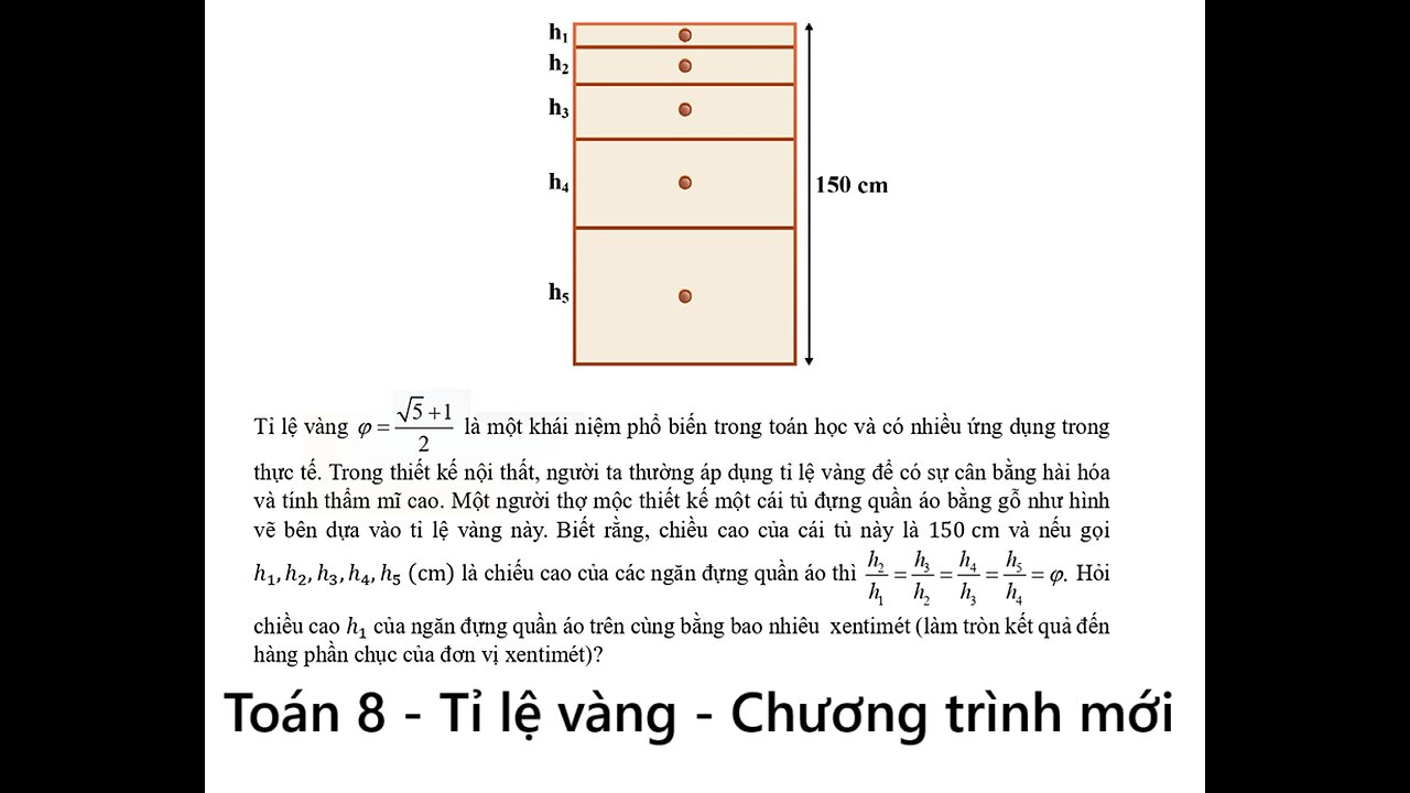 Toán 8: Tỉ lệ vàng φ = (√5+1)/2 là một khái niệm phổ biến trong toán học và có nhiều ứng dụng