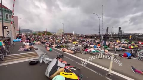 Portland leftists are blocking roads while holding a NUDE DIE-IN to protest ICE