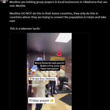 Muslims are holding group prayers in local businesses in Oklahoma that are non-Muslim