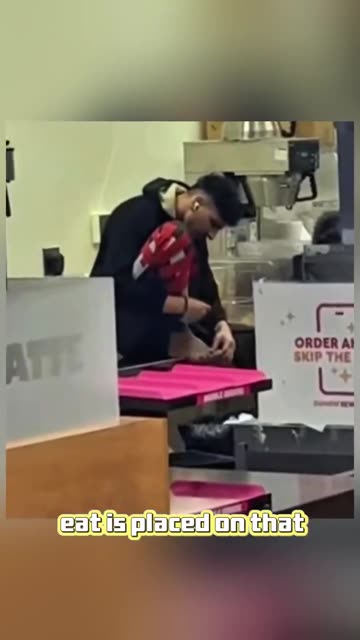 CAUGHT ON CAMERA: A H1-B Indian Dunkin Donuts employee clips his toenails at a food prep table!
