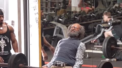 Old man gym workout