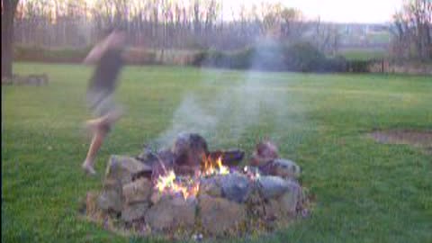 Jumping over a fire pit