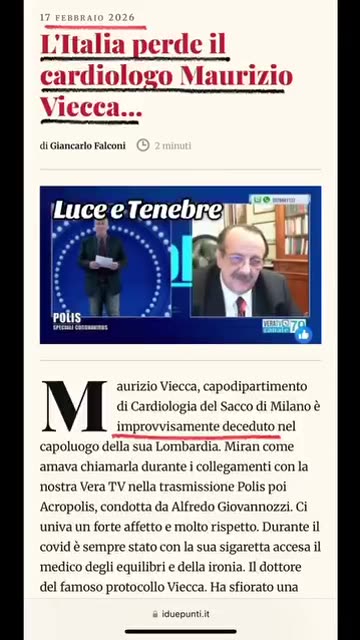 MAURIZIO VIECCA, CARDIOLOGO, VACCINATO A GENNAIO 2021, MORTO A FEBBRAIO 2026