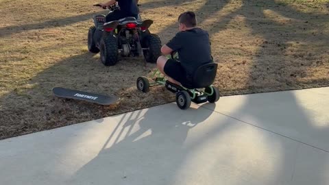Brothers Use ATV To Pull Pedal Cart