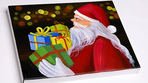Christmas Painting _ How to paint a Santa Claus _ Santa Gift_s _ Painting for Beginners