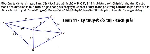 Toán 11: Lý thuyết đồ thị: Một công ty vận tải cần giao hàng đến tất cả các thành phố A, B, C, D, E
