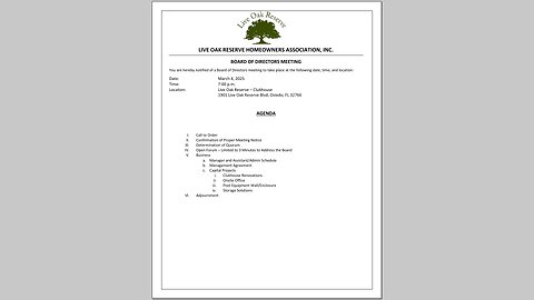 Live Oak Reserve HOA - Board of Directors Meeting 2025-03-04