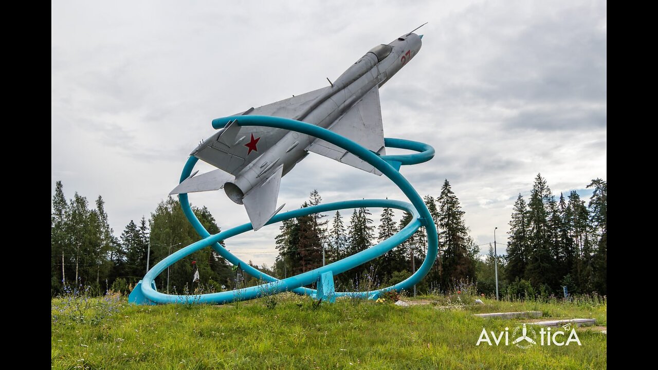 Monument to the MiG-21PF fighter with tail number "red 37" (serial number 76211025).