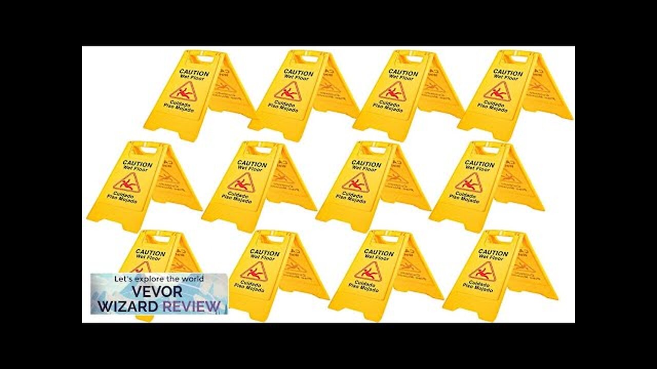 VEVOR 12 Pack Caution Wet Floor Sign 25-Inch Yellow Wet Floor Sign Review