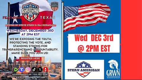 ELECTION INTEGRITY CALL – WED, DEC 3 AT 2 PM EST | FEATURING TEXAS