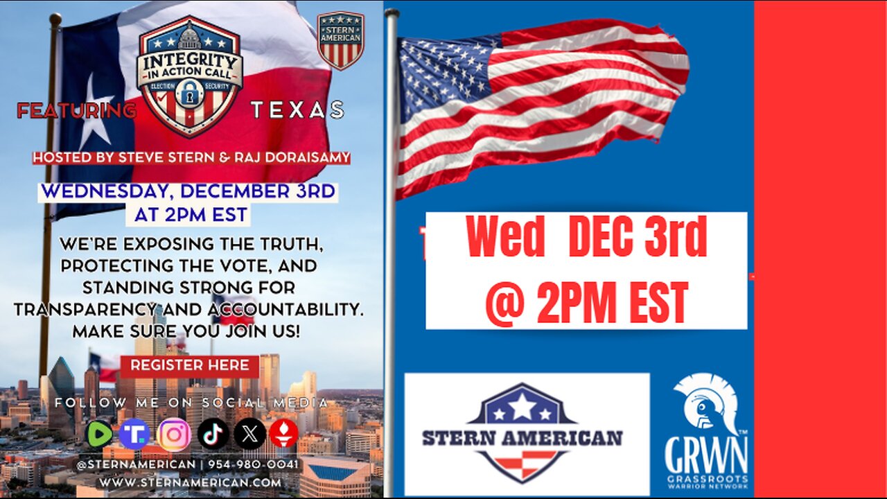 ELECTION INTEGRITY CALL – WED, DEC 3 AT 2 PM EST | FEATURING TEXAS
