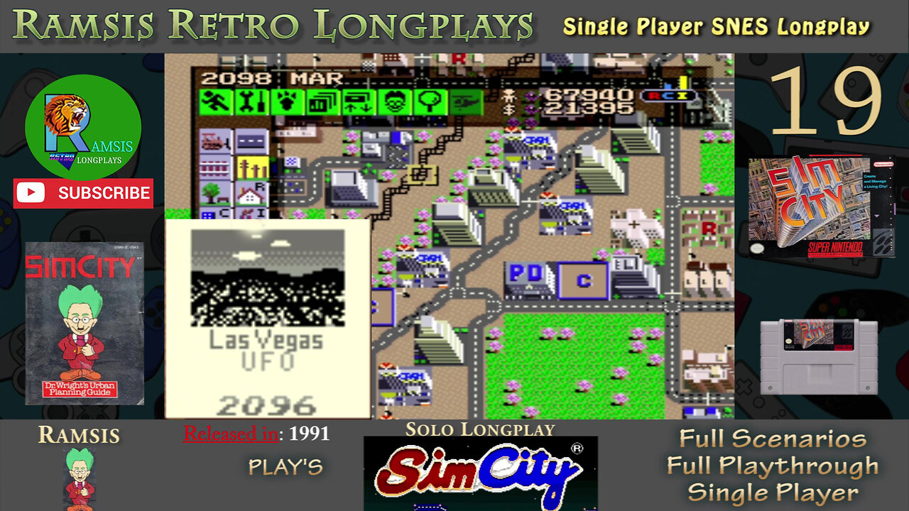 SimCity | SNES | 1991 | Scenario #7 Las Vegas | Retro Longplay | Episode 19
