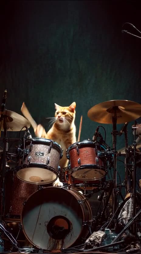 cat drumming furiously