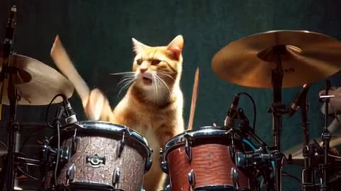 cat drumming furiously