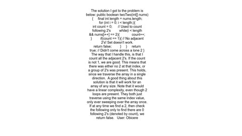 Solution of twoTwo riddle on codingBat in Java