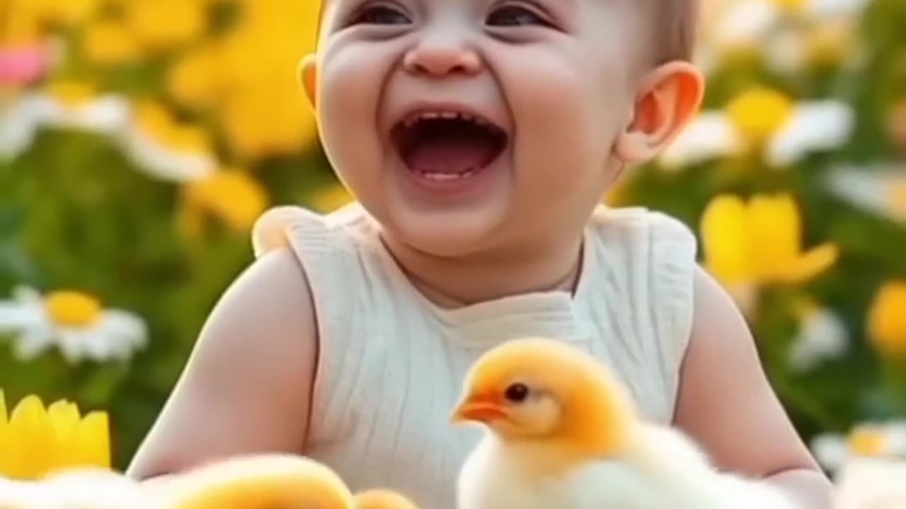 Adorable Baby Smiling with Cute Chicks | Heartwarming Moments"