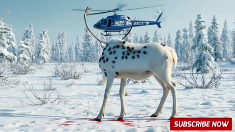 A reindeer was injured by barnacles and parasites, A rescue team successfully rescued the reindeer.