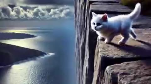 Mermaid cat saves kitten separated from its father 😿😭 #cat #ai #cutecat #aicat #catlover #貓