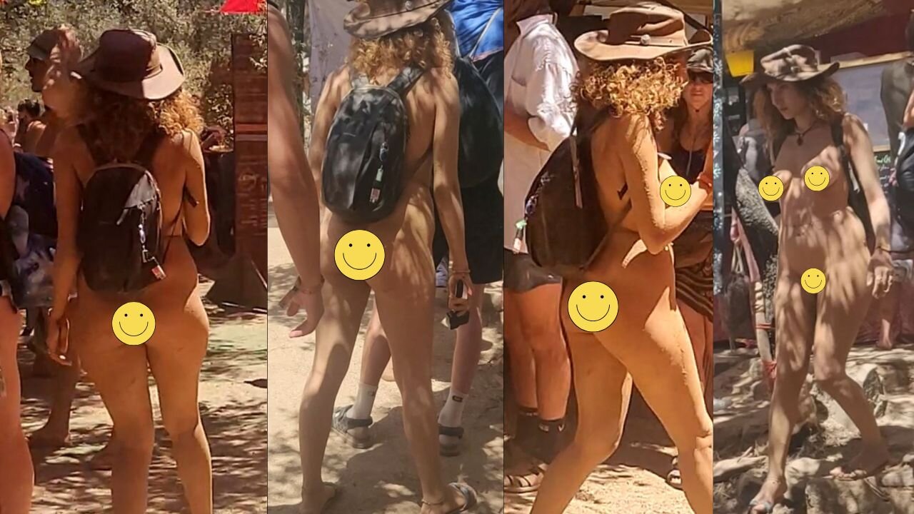 Naked girls covered in mud at festival