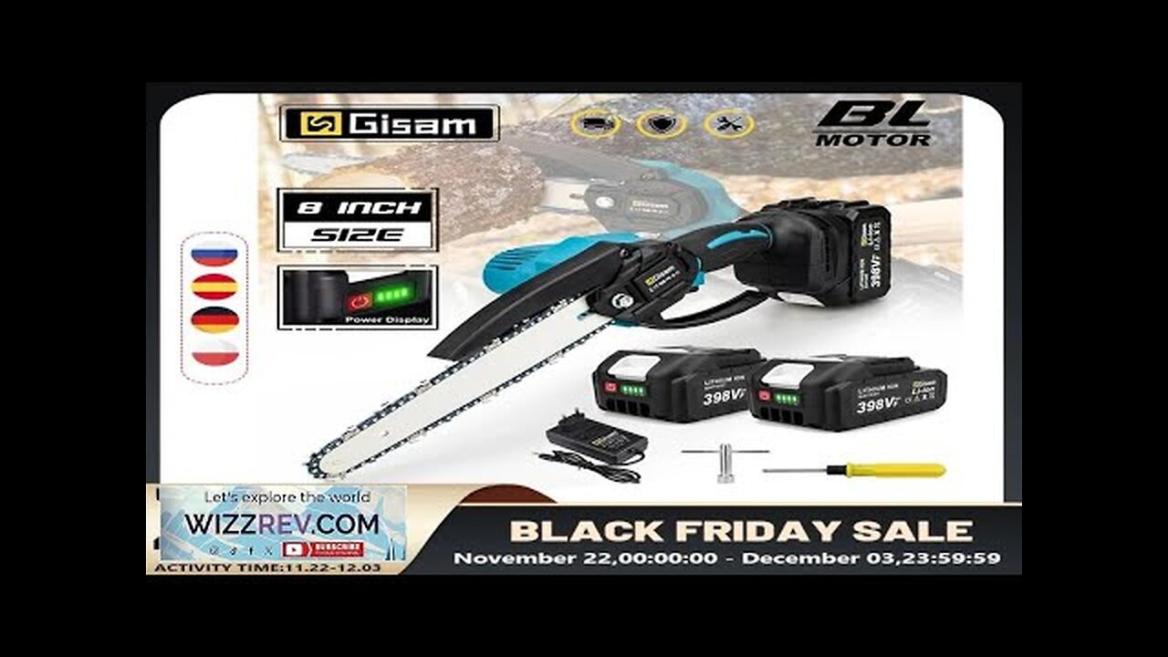 Gisam 8 Inch Brushless Electric Saw Cordless Chain Saw Handheld Garden Wood Review