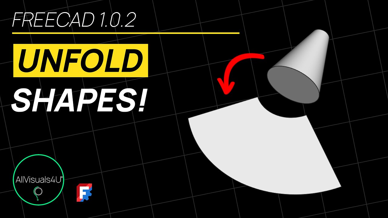 ⏱ TIMELAPSE 🤝 FreeCAD Unfold Tutorial - FreeCAD Cone - FreeCAD Mesh Workbench - FreeCAD 3D