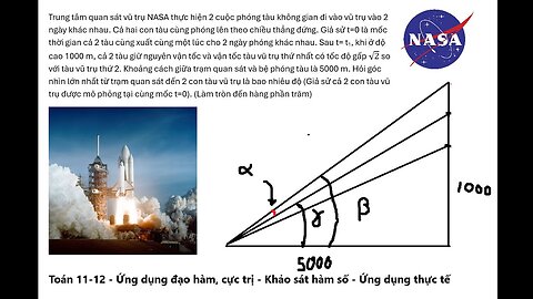 Toán 11-12: Cực trị: Trung tâm quan sát vũ trụ NASA thực hiện 2 cuộc phóng tàu không gian