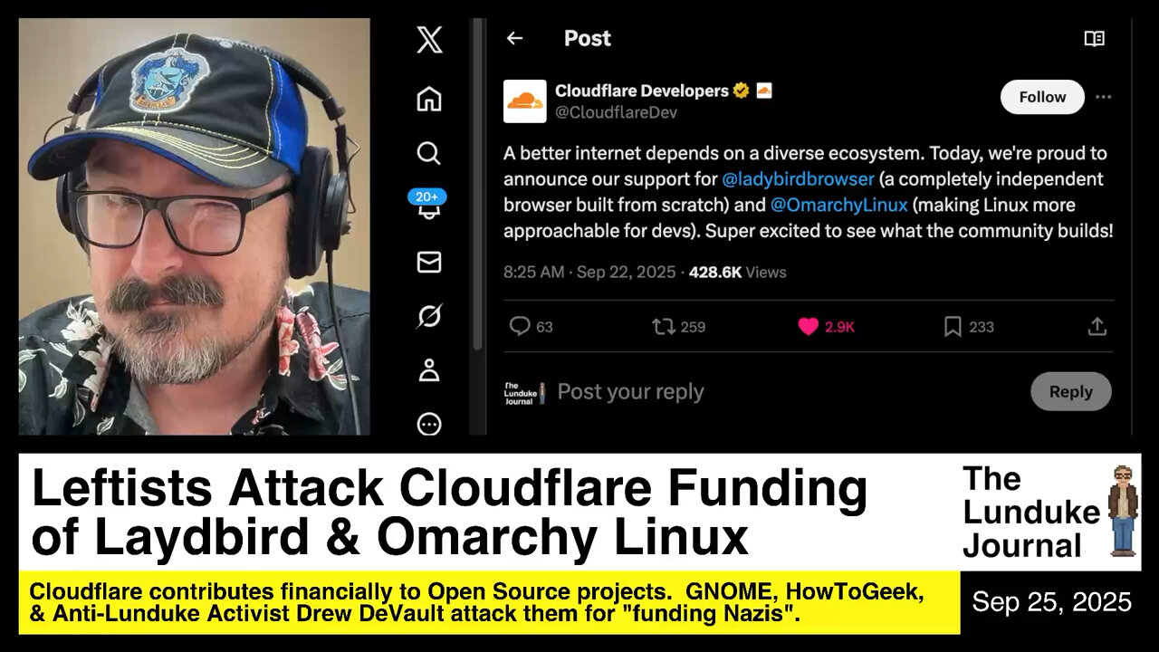Leftists Attack Cloudflare Funding of Ladybird & Omarchy Linux