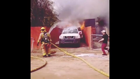 Man runs into burning fire to save his dog.