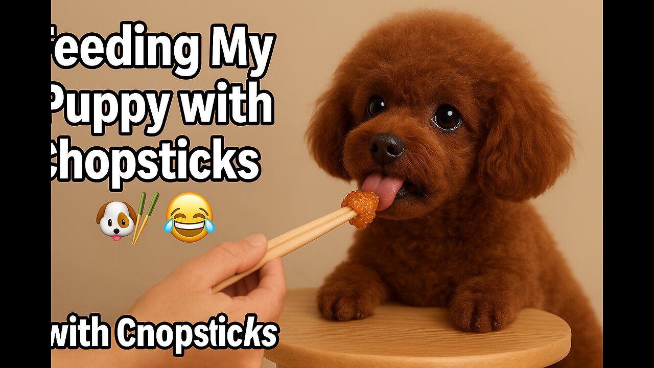 Feeding My Puppy with Chopsticks… His Reaction 😂🐶