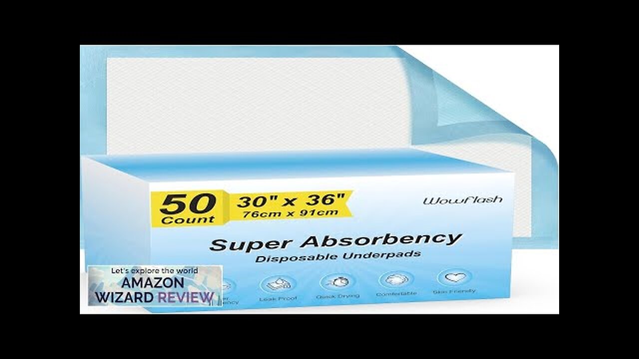 50 Count 30” x 36” Super Absorbency Disposable Underpads Leakproof Quick Drying Review