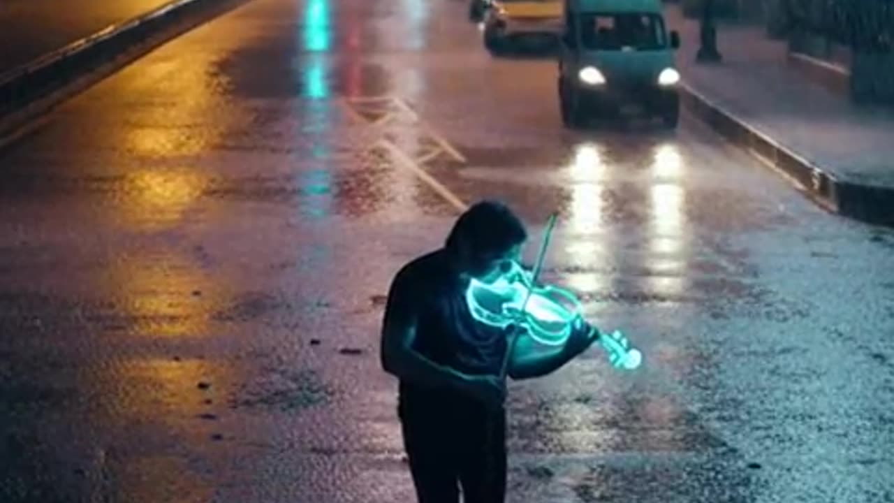 Sora 2 — Glowing Violinist in the Rain | Moody VFX Short