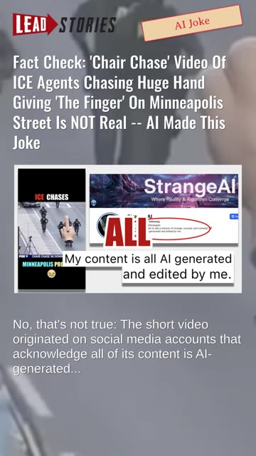 Fact Check: 'Chair Chase' Video Of ICE Agents Chasing Hand Giving 'The Finger' On Street NOT Real