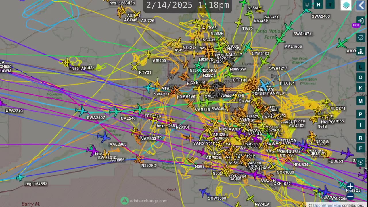 Airplane Airline Mafias and the DOE weather system Time Lapse - Feb 16 2025 - no audio -