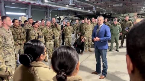 Defense Secretary Pete Hegseth Speaking to Service Members