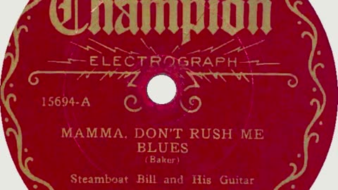 Steamboat Bill and His Guitar - "Mamma, Don't Rush Me Blues" (1929)