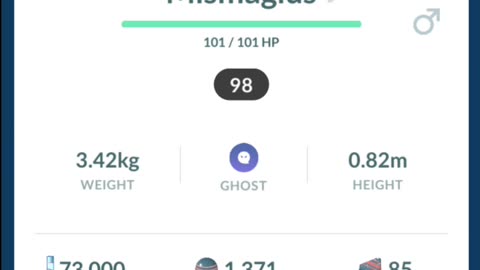 Pokemon Go Evolution - 98% iV Misdreavus ➡️ Mismagius