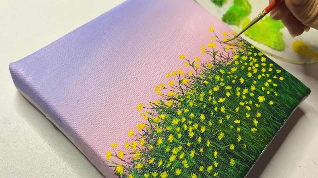 Floral landscape painting_acrylic painting for beginners_easy painting tutorial_#46