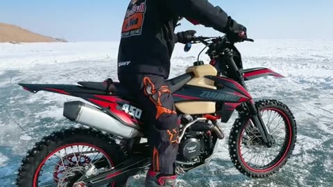 Man Creates Homemade Ice Spikes for Motorcycle