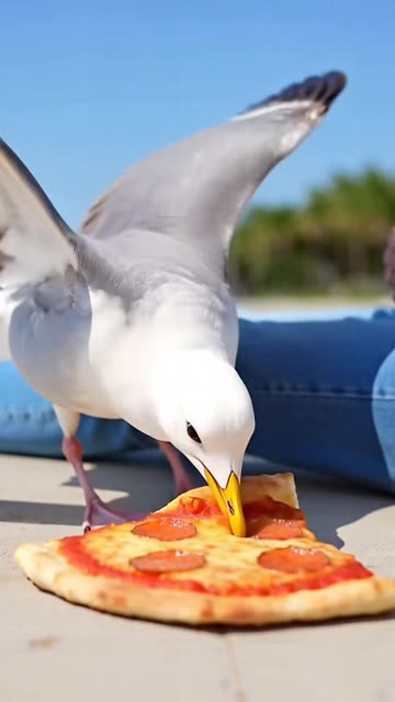 Seagul steals Pizza