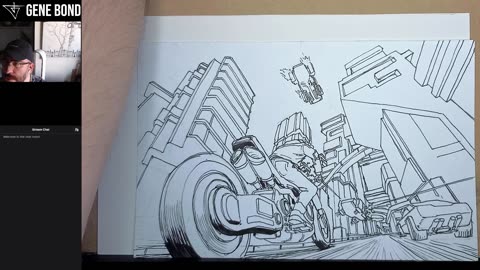 Drawing cyberpunk motorcycle