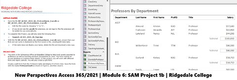 New Perspectives Access 365/2021 | Module 6: SAM Project 1b | Ridgedale College