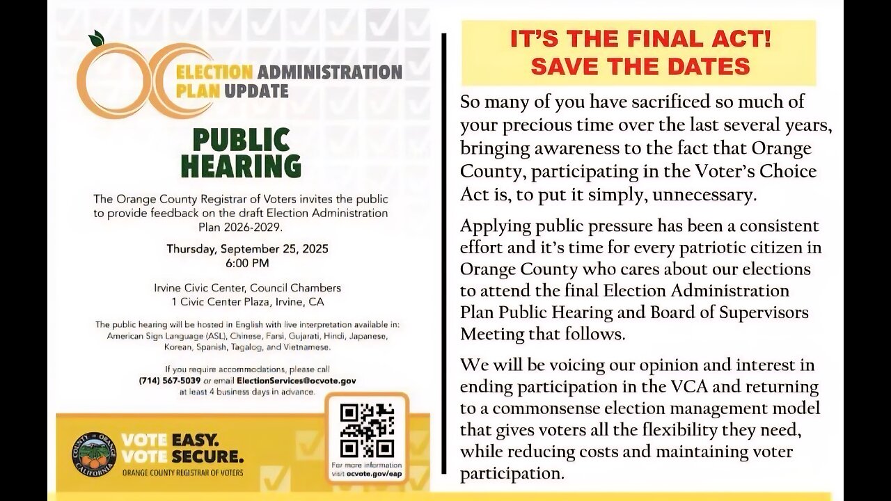 OC ROV - Election Administration Plan (EAP) Public Hearing (25 Sept 2025)