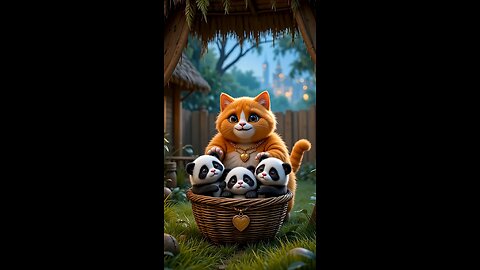 Ai cat stealing Panda cub 😺 🐼. #3danimation #cat #panda #cartoon