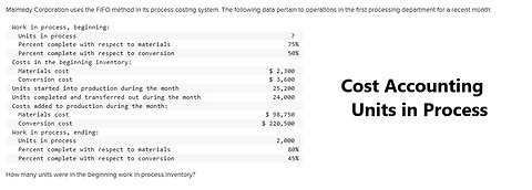 Cost Accounting: Malmedy Corporation uses the FIFO method in its process costing system. The